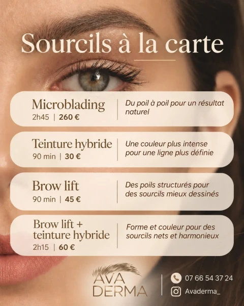 Carte des services browlift microblading